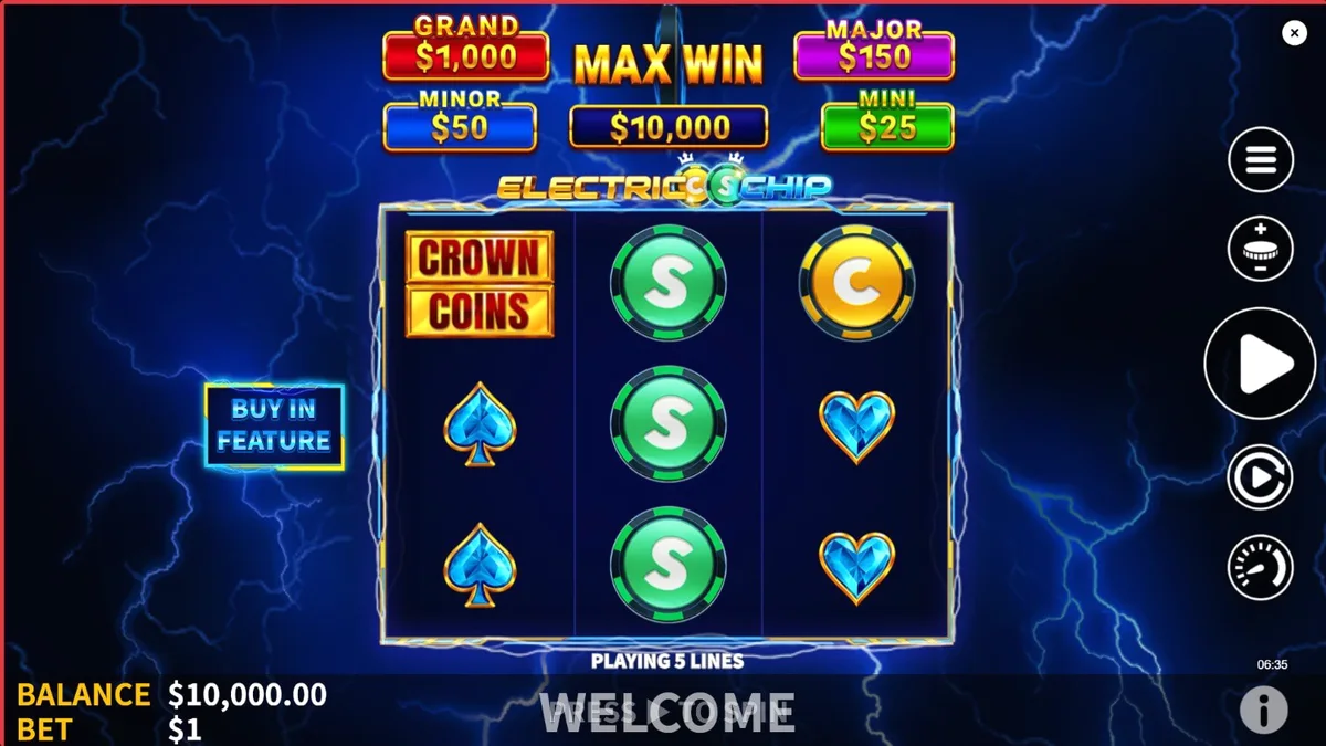 Electric Chip slot neon lightning theme and grid design